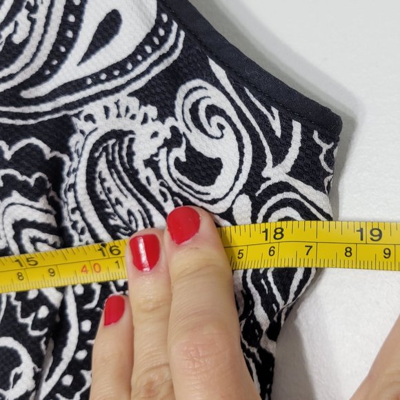 Talbots Women's Black & White Paisley Cotton Sleeveless Dress Pockets 6 Petite - Picture 10 of 11
